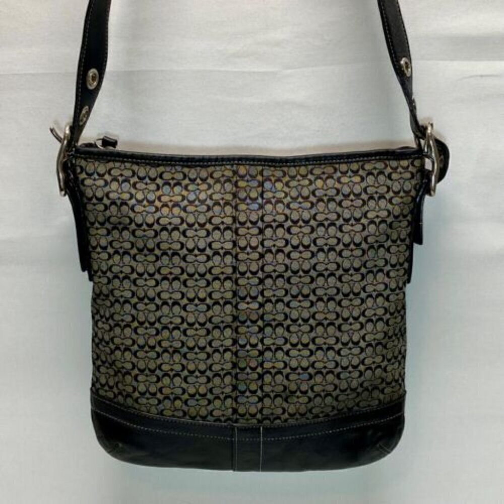 Coach Mini Signature Jacquard Leather Convertible Crossbody Shoulder Bag F10417 - Picture 4 of 14